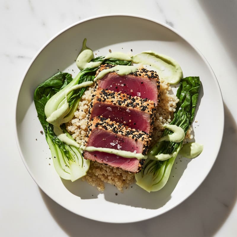 Pan-Seared Ahi Tuna with Zesty Wasabi Mayo