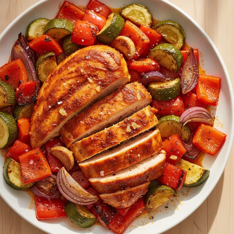 Spicy Harissa Chicken with Roasted Vegetables
