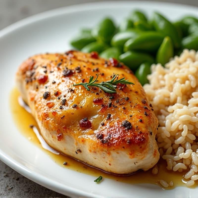 Lemon Herb Roasted Chicken with Fluffy Brown Rice