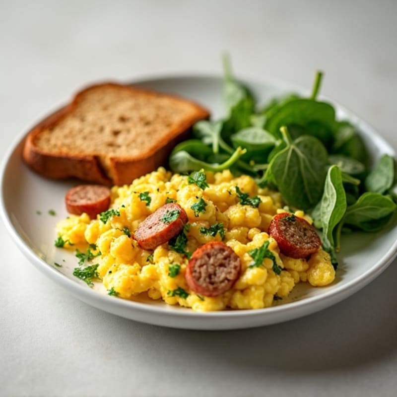 Egg White Scramble with Spinach, Turkey Sausage & Toast