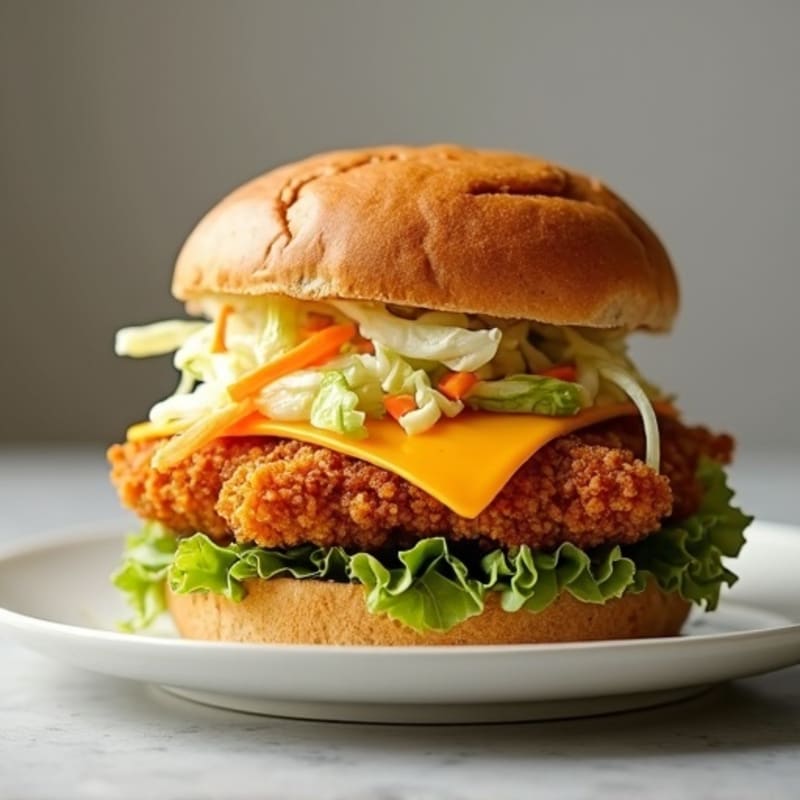 Crispy Air-Fried Chicken Sandwich with Fresh Slaw