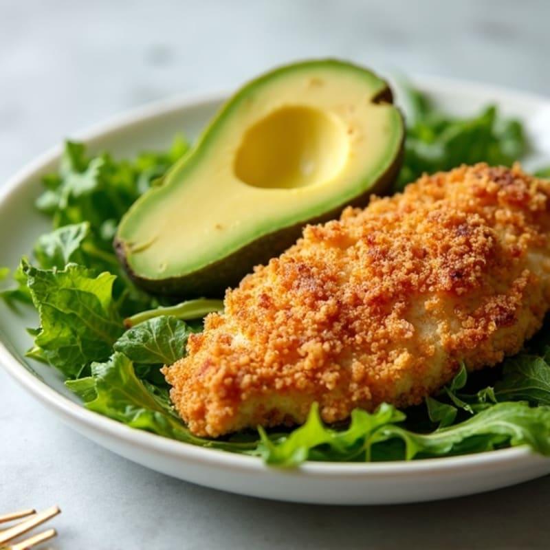 Crispy Chicken with Creamy Avocado and Fresh Greens
