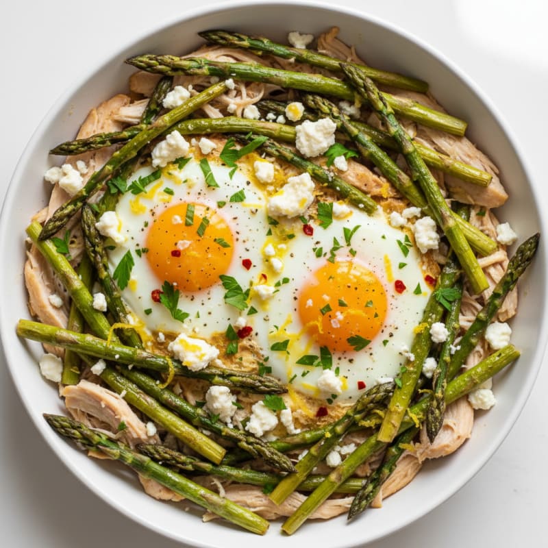 Zesty Baked Eggs with Roasted Asparagus