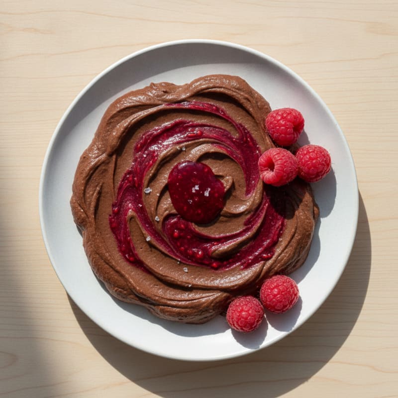 Silken Chocolate Mousse with Raspberry Swirl
