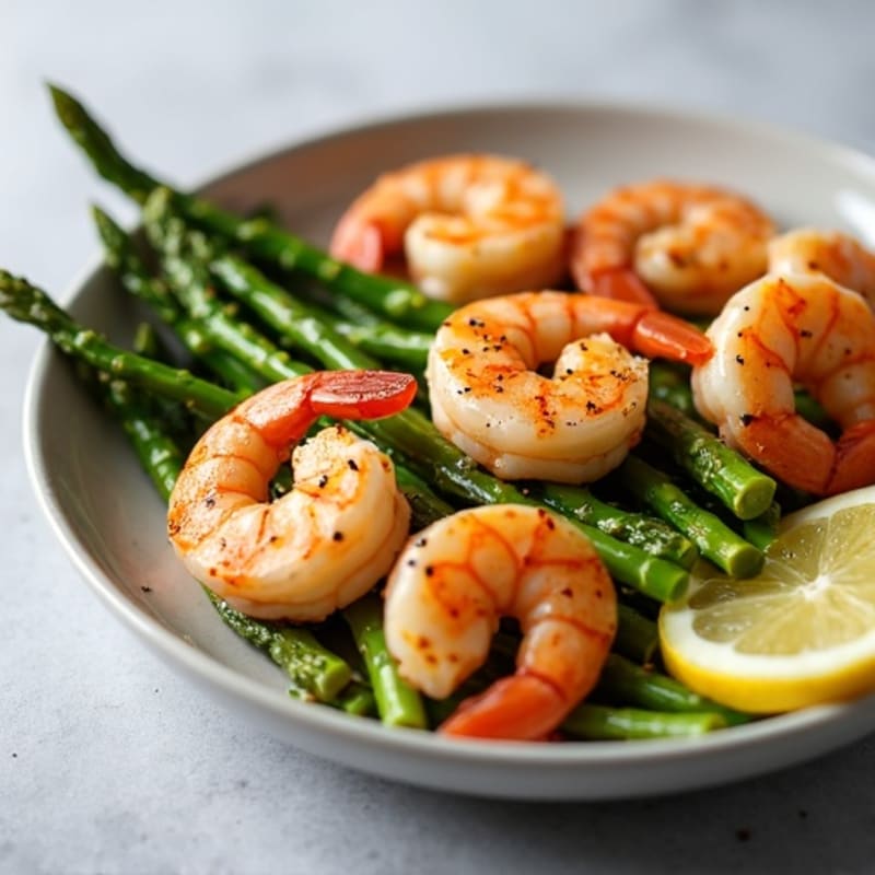 Pan-Seared Lemon Garlic Shrimp with Roasted Asparagus