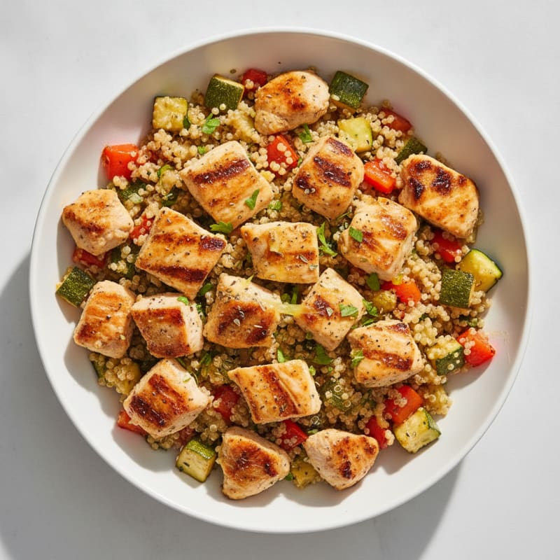 Grilled Chicken and Quinoa Bowl with Roasted Vegetables