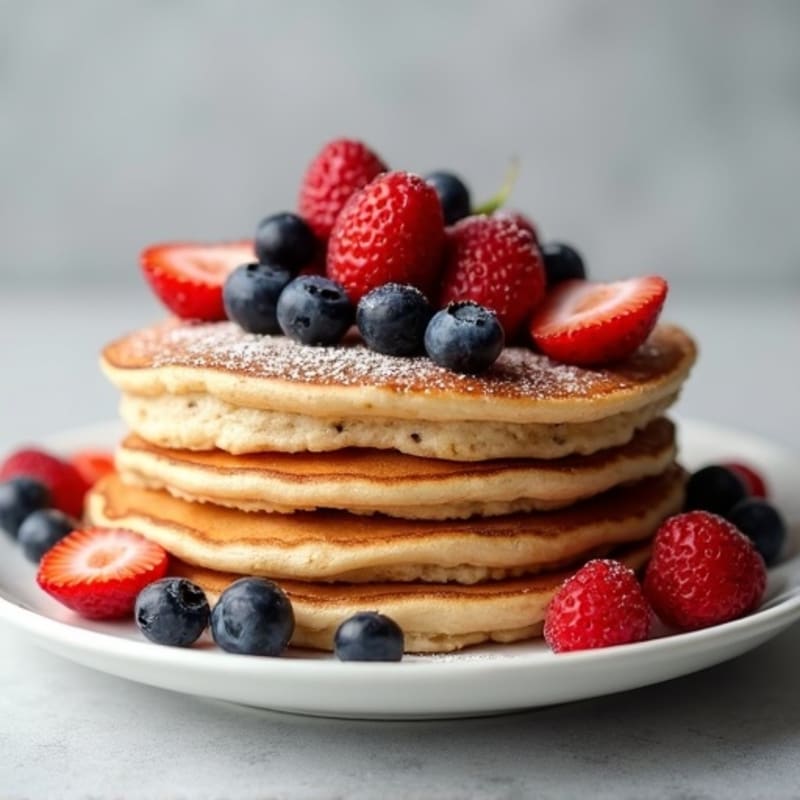 Fluffy Protein-Packed Whole Wheat Pancakes with Fresh Berries