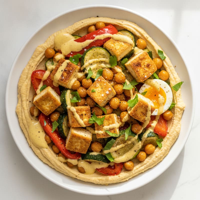 Roasted Vegetable Hummus Bowl