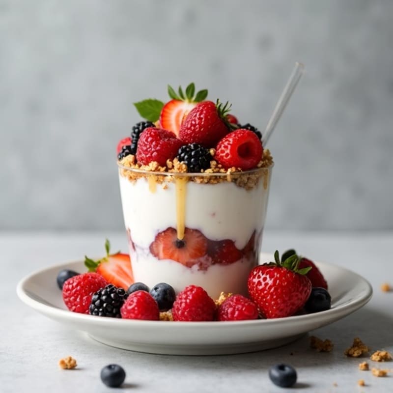 Silky Greek Yogurt Parfait with Mixed Berries and Protein Granola