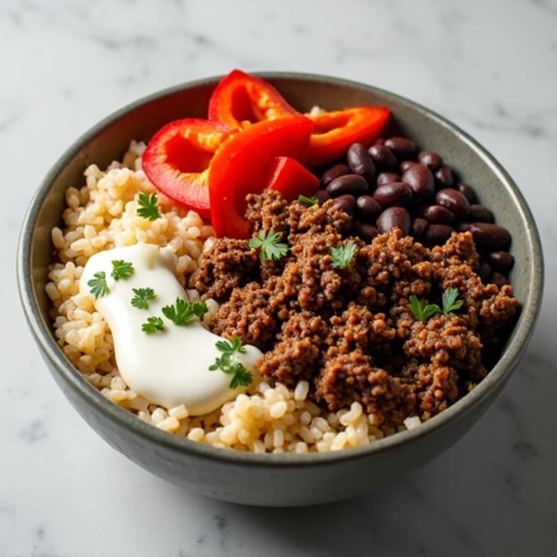 Seasoned Ground Beef Bowl with Special Sauce