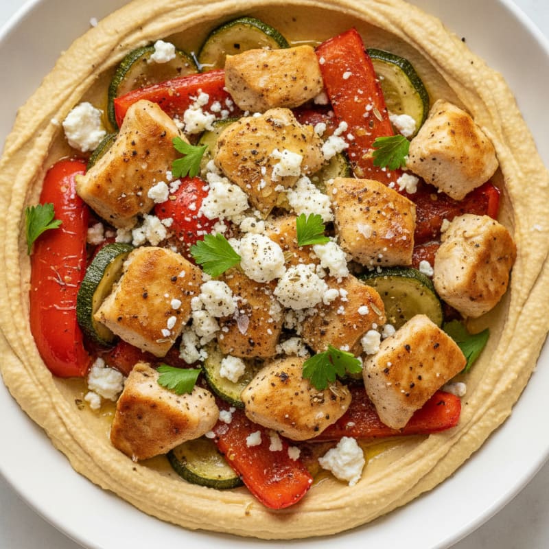 Mediterranean Hummus Platter with Roasted Vegetables