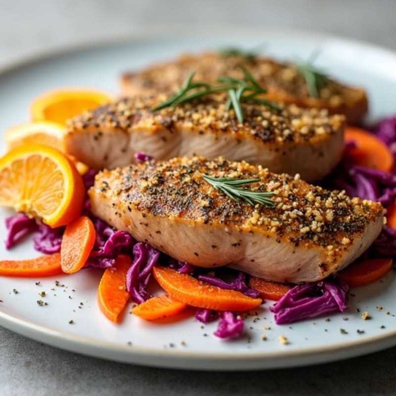 Herb-Crusted Seared Tuna with Citrus Slaw