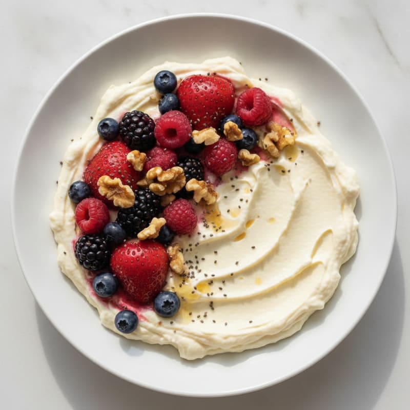 Silky Greek Yogurt Protein Pudding with Mixed Berries