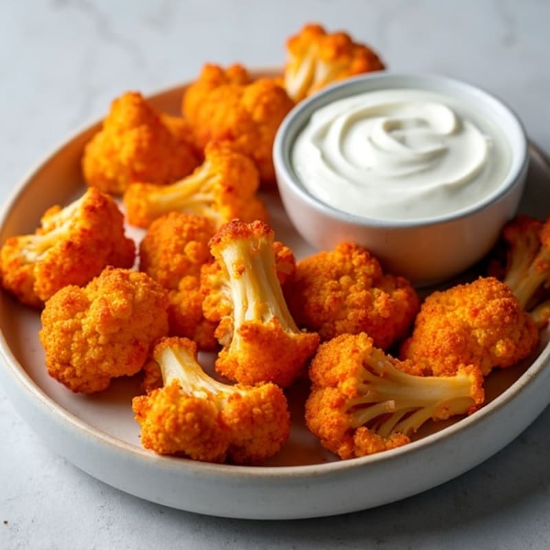 Crispy Buffalo Roasted Cauliflower Bites with Protein-Packed Greek Yogurt Dip