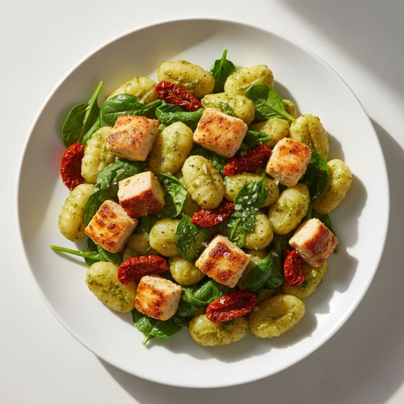 Creamy Pesto Gnocchi with Sun-Dried Tomatoes