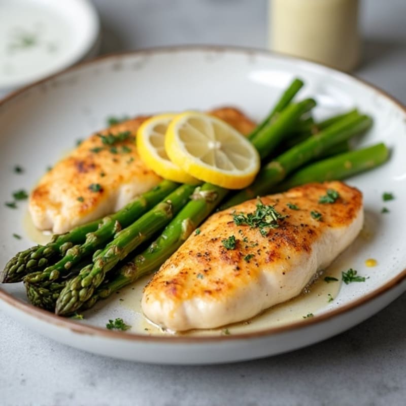 Pan-Seared Lemon Garlic Chicken with Roasted Asparagus