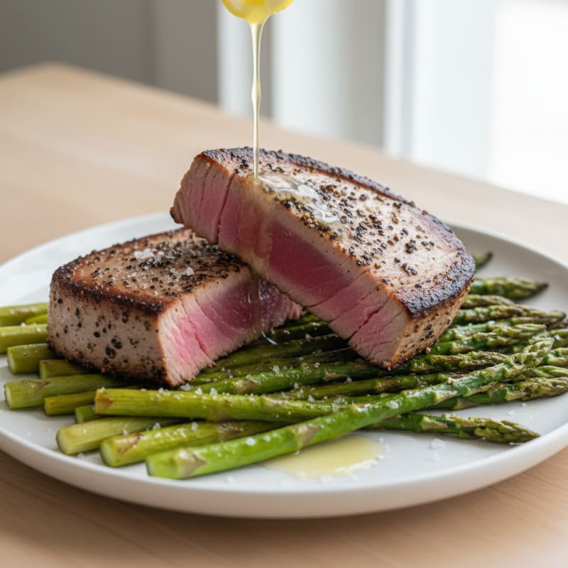Seared Tuna Steak with Roasted Asparagus