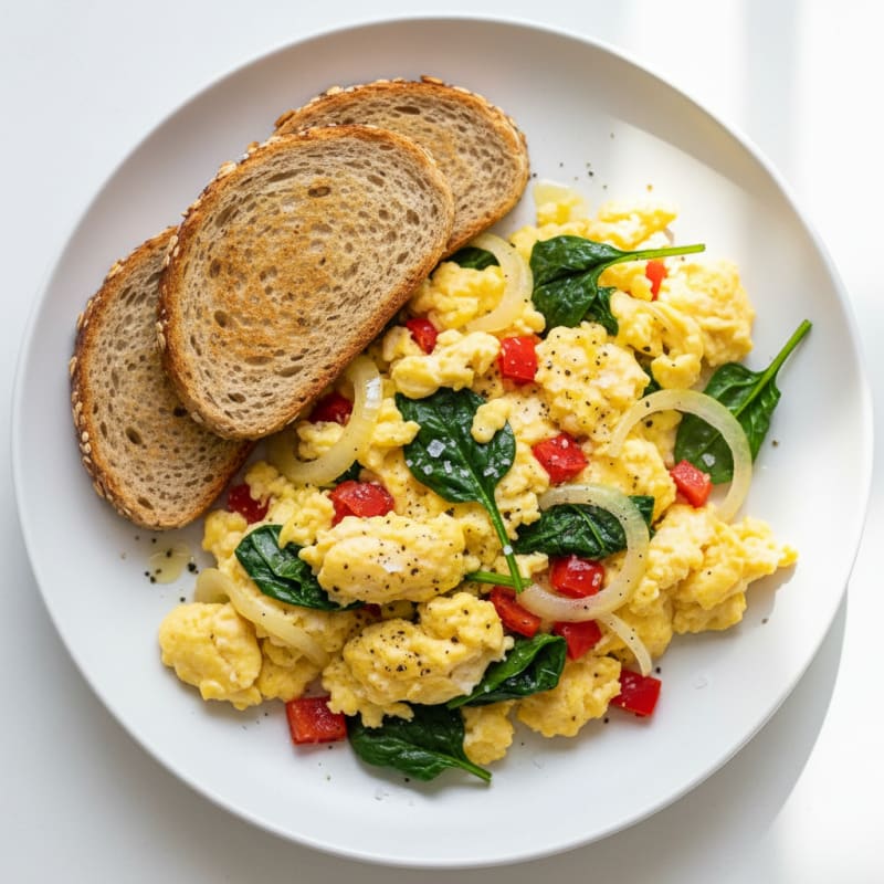 Fluffy Scrambled Eggs with Garden Vegetables