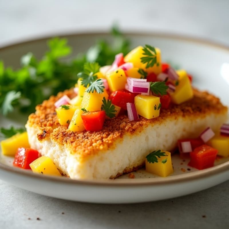 Crispy Pan-Seared Cod with Zesty Mango Salsa
