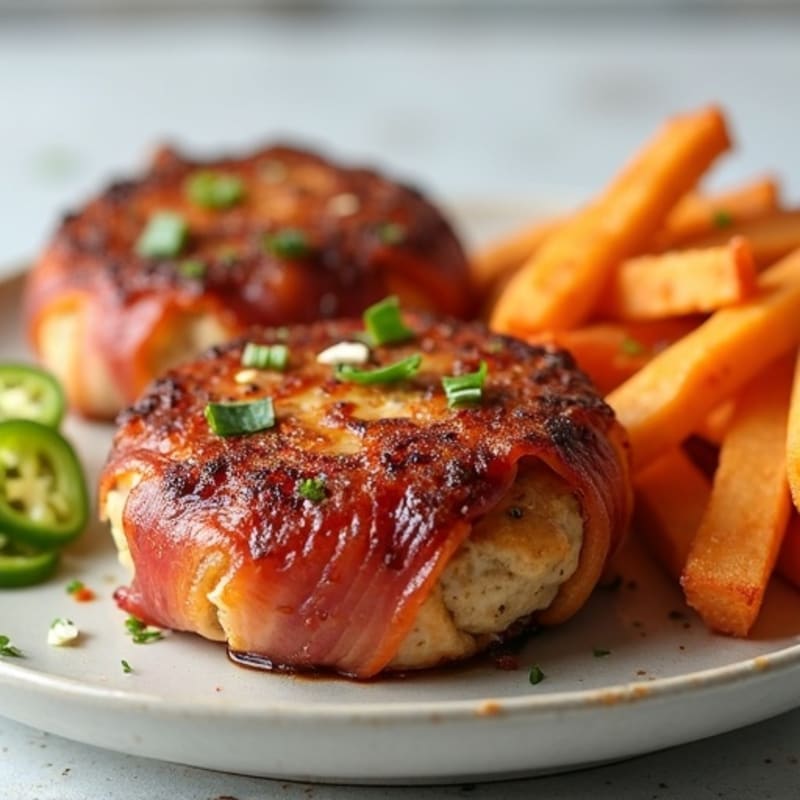 Crispy Bacon-Wrapped Lean Turkey Patties with Spicy Jalapeño