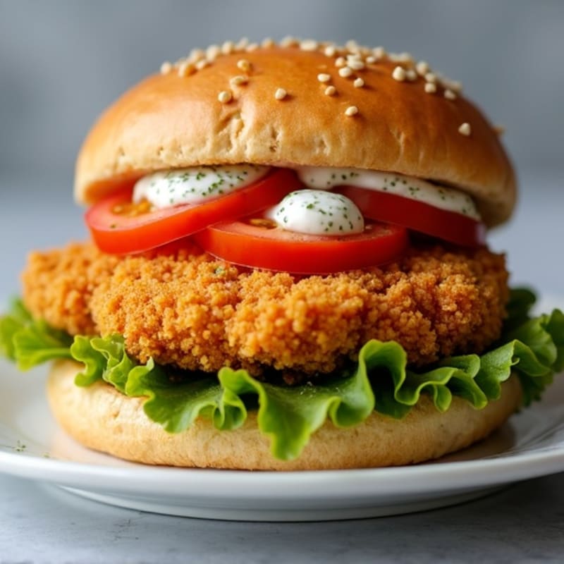 Crispy Air-Fried Chicken Sandwich with Herb Mayo