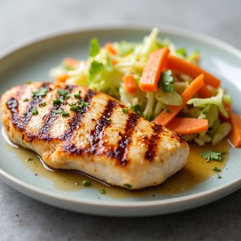 Grilled Chicken Breast with Crunchy Cabbage Slaw