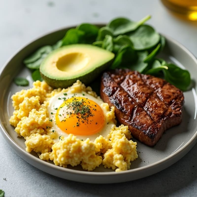 Steak and Egg Scramble with Spinach