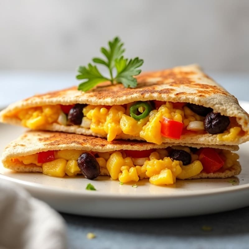 Crispy Scrambled Egg and Black Bean Quesadilla