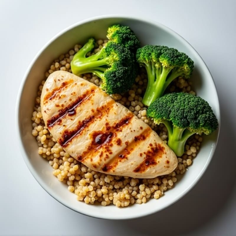 Grilled Chicken and Quinoa Bowl with Roasted Broccoli