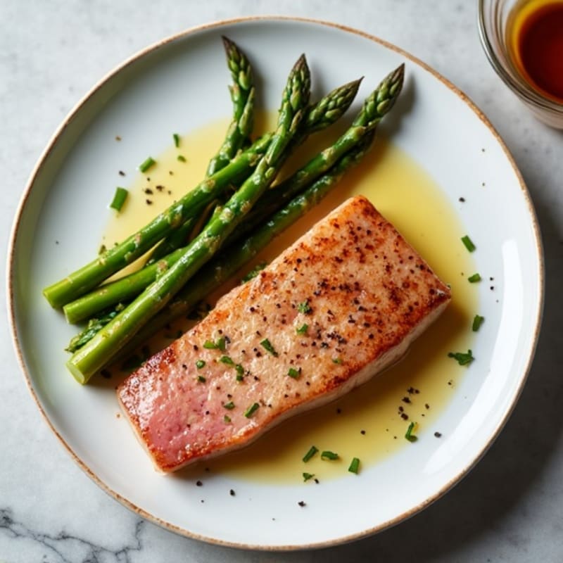 Seared Tuna Steak with Crispy Roasted Asparagus