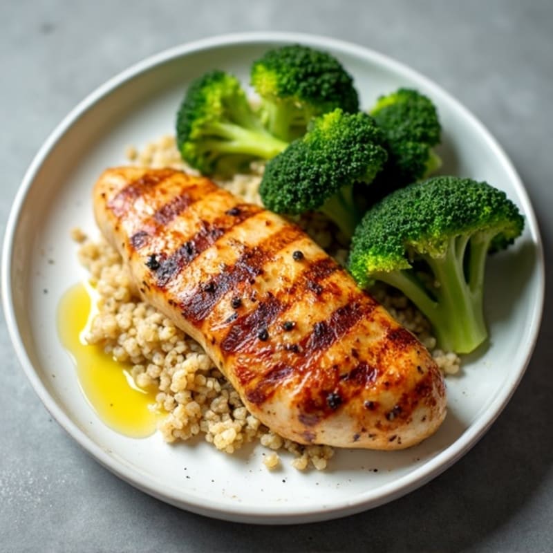 Grilled Chicken Breast with Quinoa and Steamed Broccoli