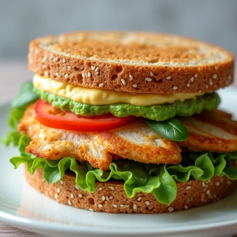 Grilled Chicken Sandwich with Fresh Greens and Creamy Avocado
