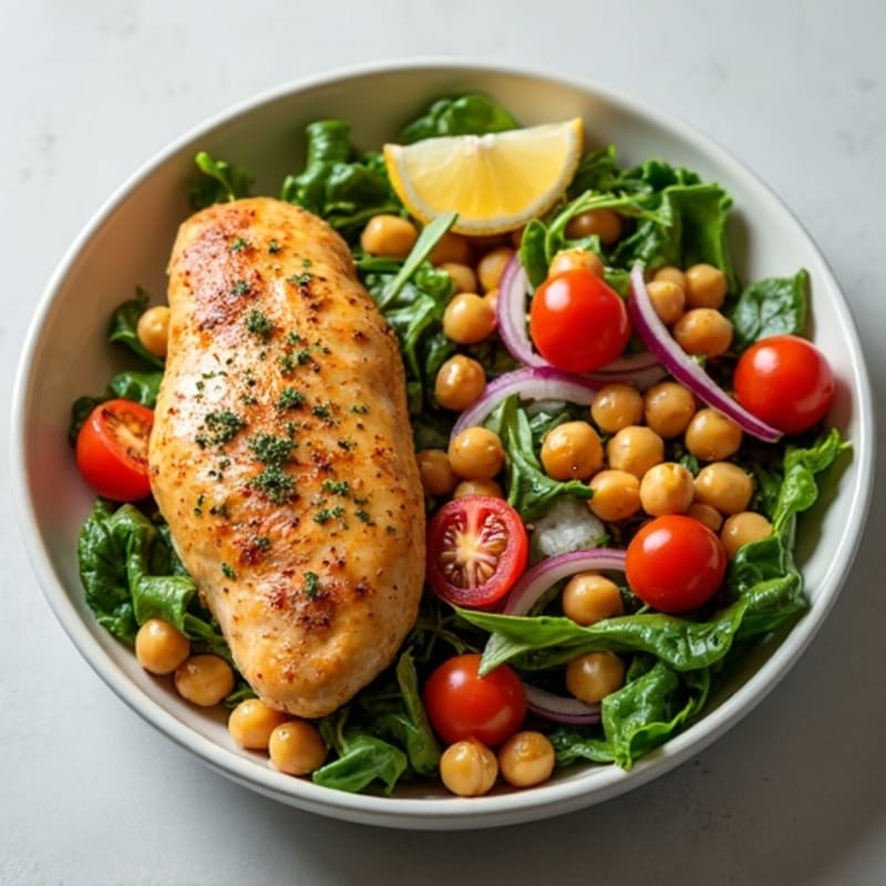 Lemon-Herb Roasted Chicken and Crispy Chickpea Salad