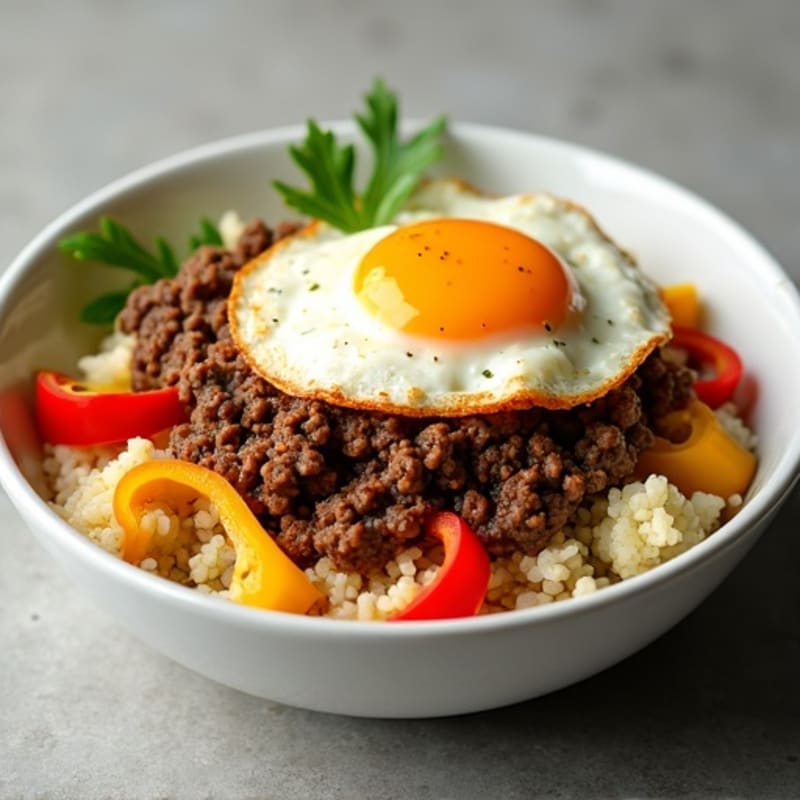 Savory Ground Beef and Cauliflower Rice Bowl