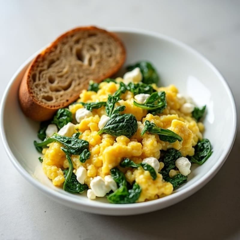 Egg White and Spinach Scramble with Cottage Cheese