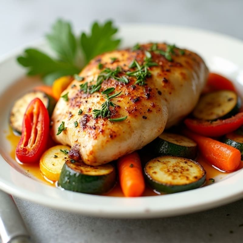 Lemon Herb Roasted Chicken with Crispy Roasted Vegetables