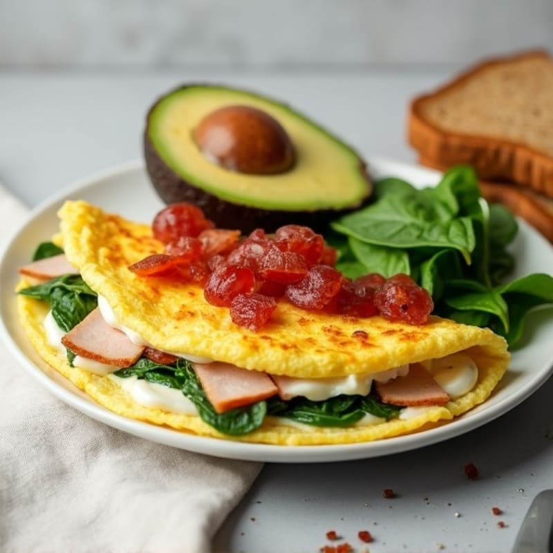 Egg White Spinach Omelette with Turkey Bacon