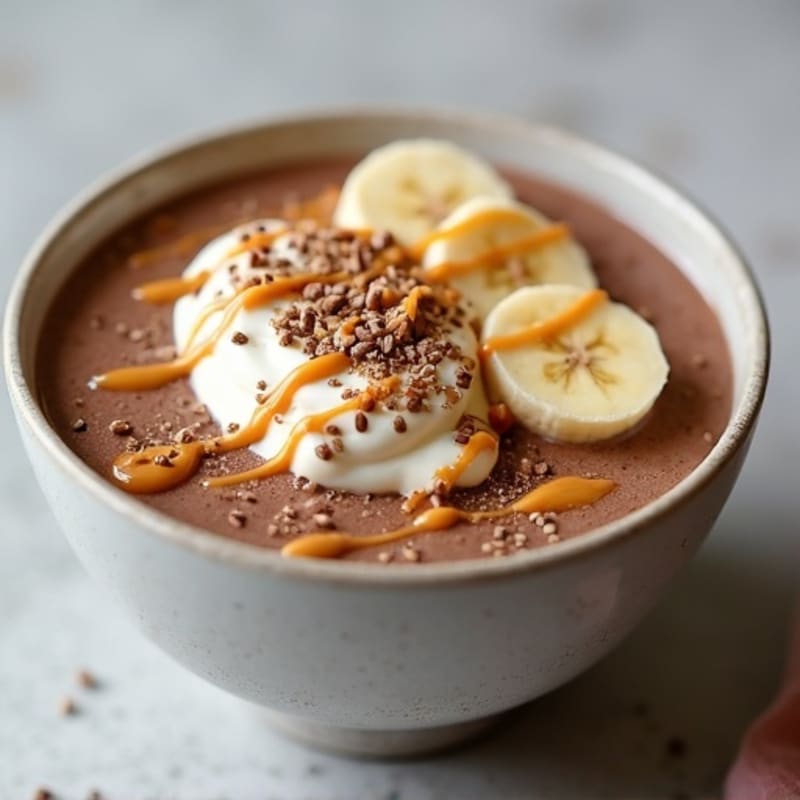 Chocolate Protein Smoothie Bowl with Peanut Butter Drizzle