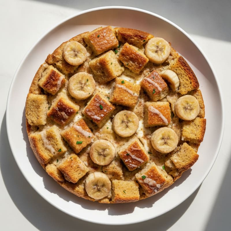 High-Protein Baked Banana Bread Pudding