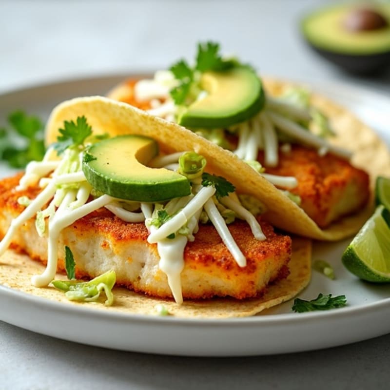 Crispy Baked Fish Tacos with Fresh Cabbage Slaw