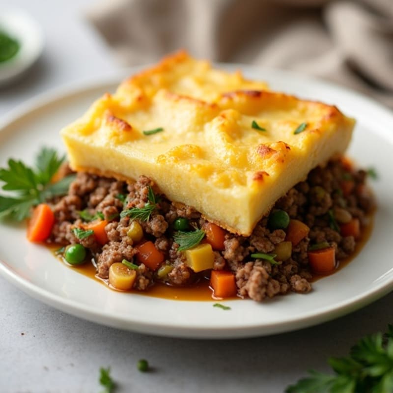 Lean Ground Beef and Vegetable Shepherd's Pie with Golden Potato Topping