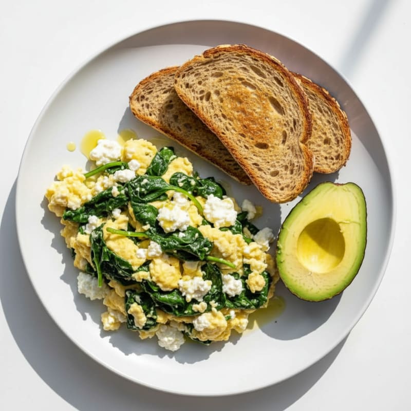 Egg White and Spinach Scramble with Cottage Cheese