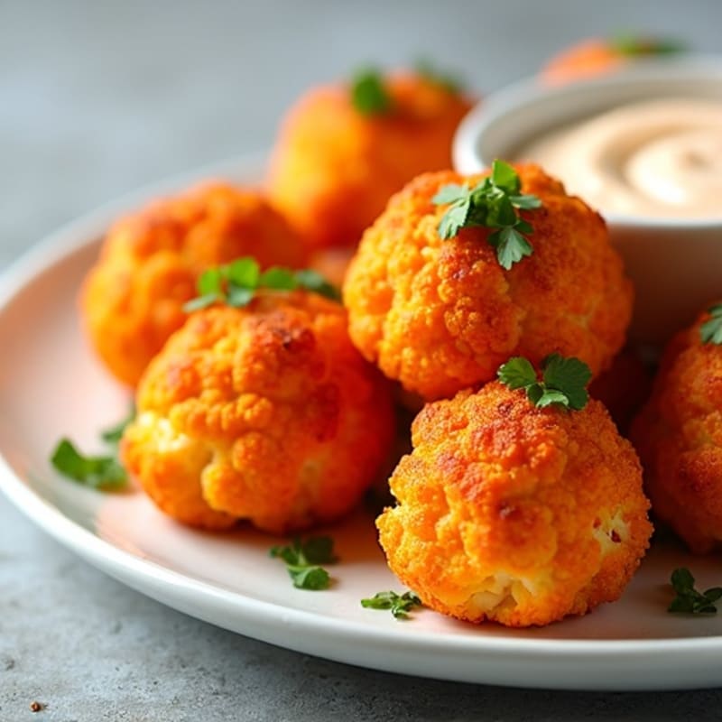 Crispy Buffalo Roasted Cauliflower Bites with Protein-Packed Greek Yogurt Dip