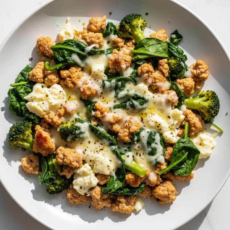 Ground Turkey and Spinach Skillet
