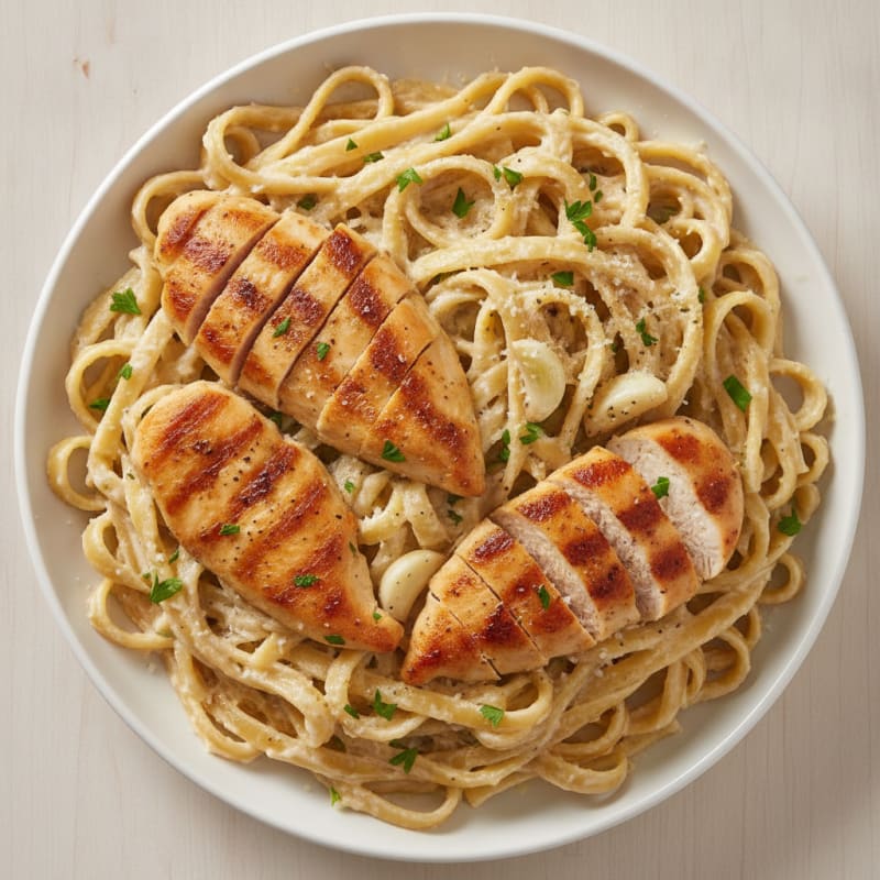 Garlic Parmesan Chicken Alfredo with Fettuccine