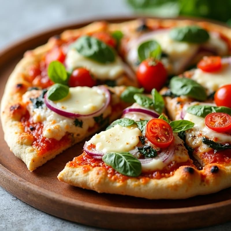 Sheet Pan Chicken Pizza with Roasted Vegetables and Melty Mozzarella