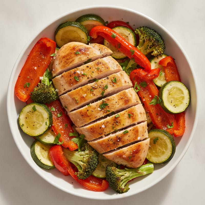 Lemon-Herb Roasted Chicken & Summer Vegetable Bowl