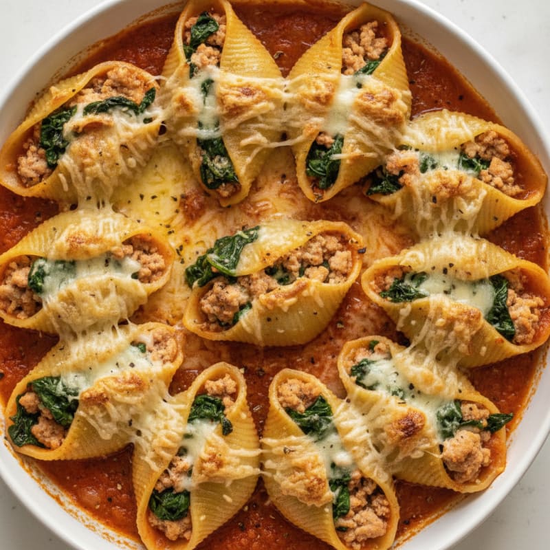 Baked Spinach Ricotta Stuffed Shells