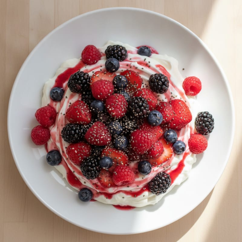 Silky Greek Yogurt Protein Pudding with Mixed Berries