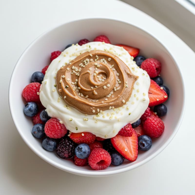 Creamy Greek Yogurt Parfait with Mixed Berries and Almond Butter